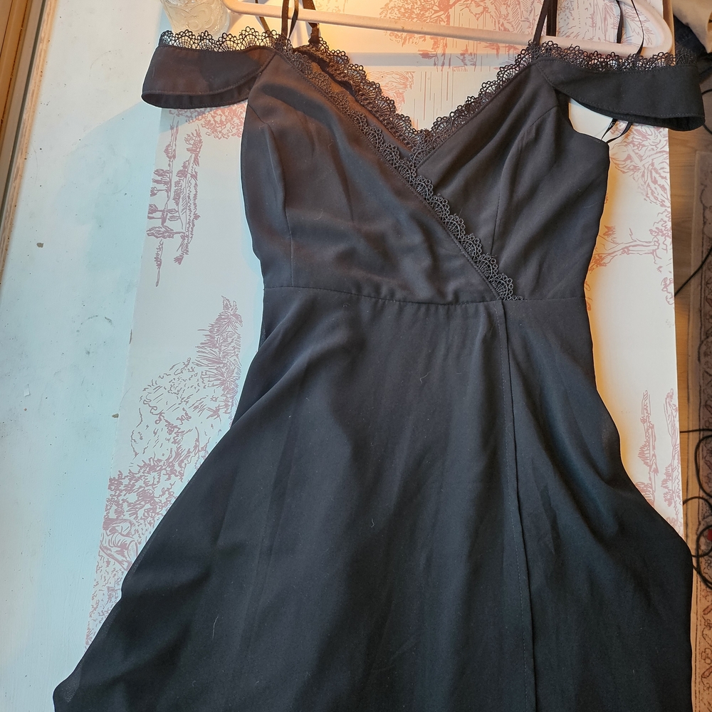 Lulu's Black Lace Trim Mini Dress